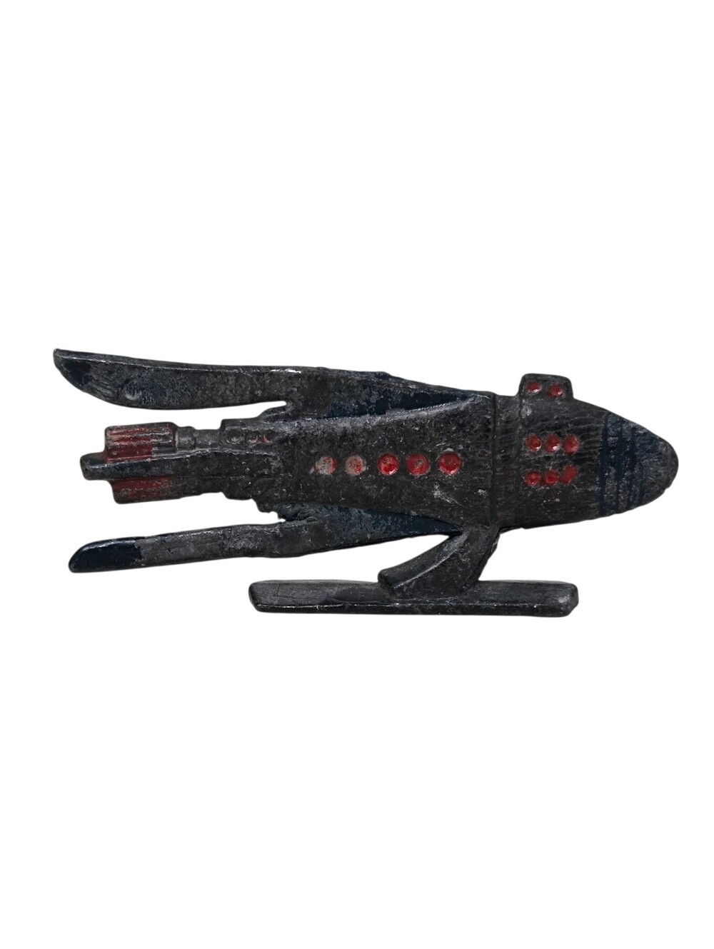 Vintage Cast Iron Painted Rocket Space Ship Paperweight Letter Opener